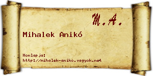 Mihalek Anikó névjegykártya